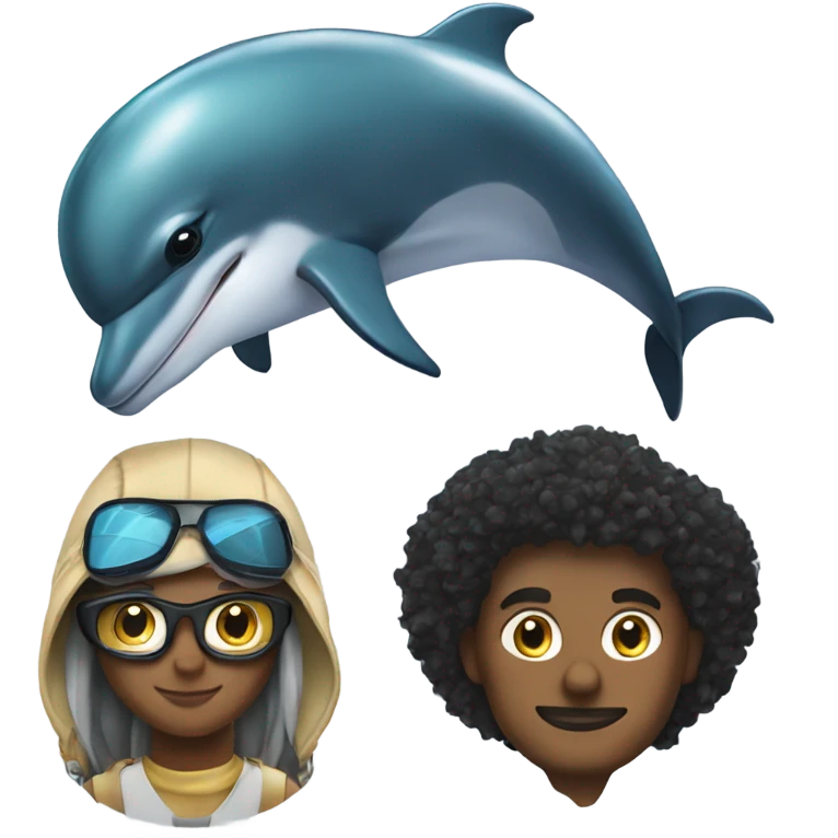 A dolphin chilling next to a panther next to a maverick  emoji