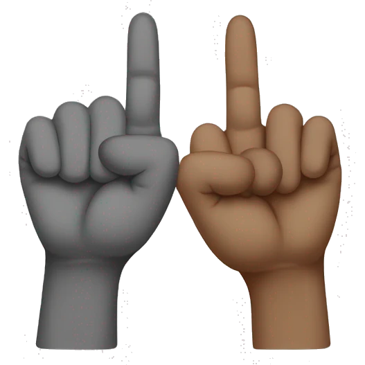 The pointer and middle fingers of each opposite hand fitting between each other  emoji