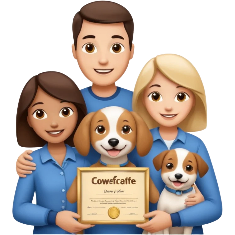 Certified Dog Owner Benefits, family, certificate, dog emoji