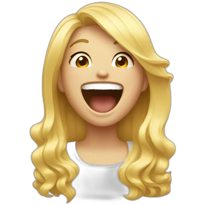 Blond girl laughing emoji