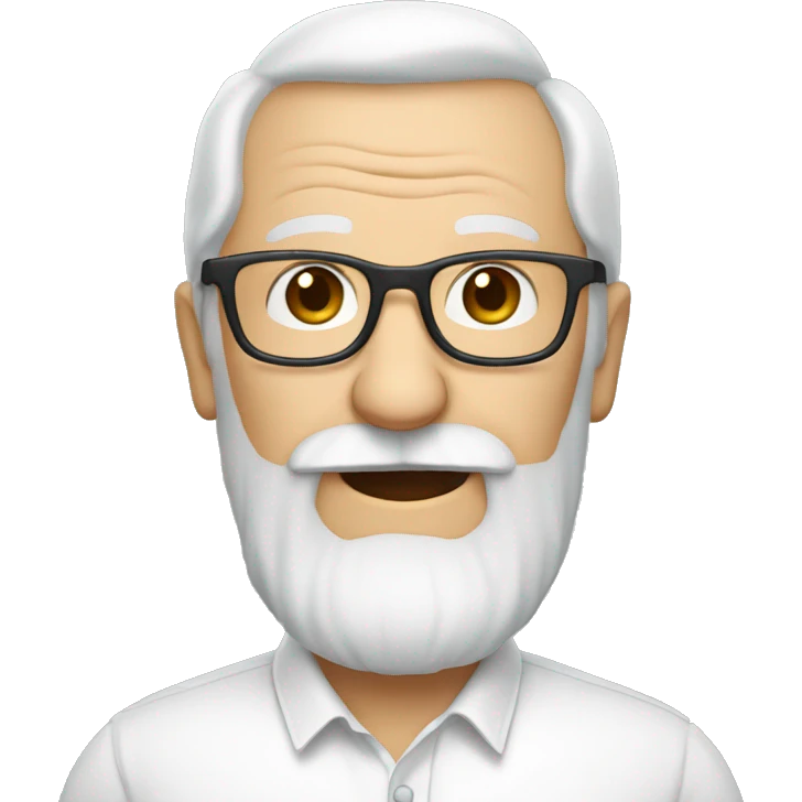 White old man with long white beard and glasses and white shirt emoji