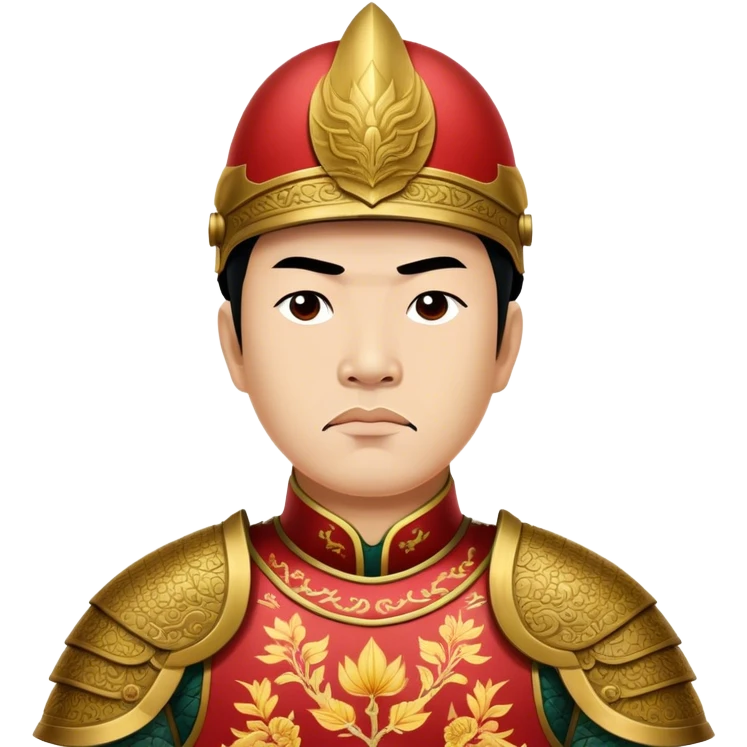 Trần Hưng Đạo – Cinematic Realistic Portrait of Trần Hưng Đạo, depicted as a revered Vietnamese general in traditional armor with a determined gaze, rendered with intricate historical textures and dynamic lighting that highlights his legendary martial spirit and leadership. emoji