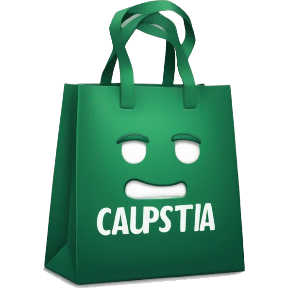 Dark green shopping bag with inscription «CAPUSTA» emoji