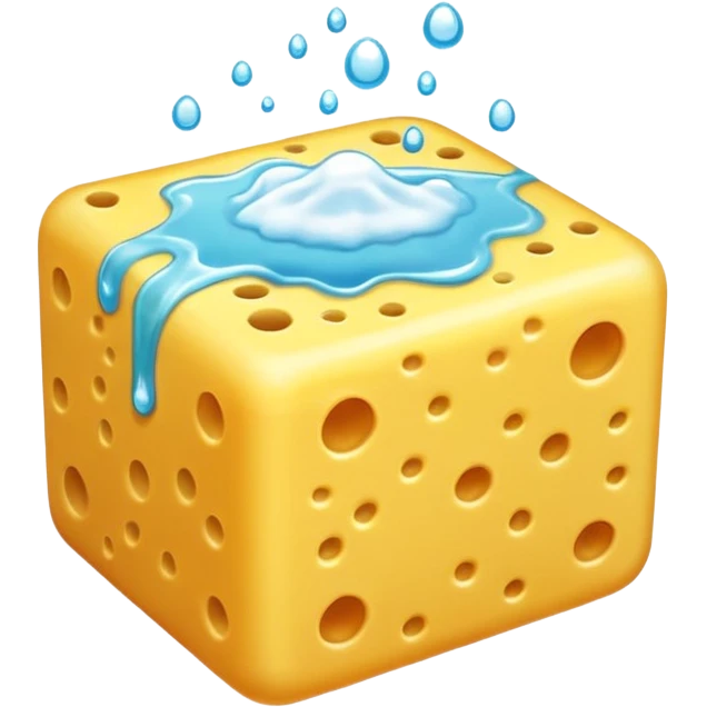 foam sponge object icon, soft sponge with soap foam, glossy wet look, 3D cartoon, mobile game icon style, centered, clean background, no text, no watermark

 emoji