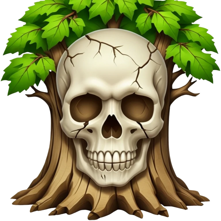 skull with a tree growing out of it emoji