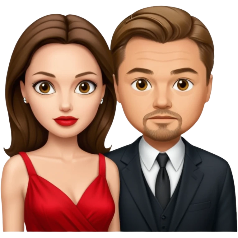 leonardo di caprio and Angelina Jolie in a red dress emoji