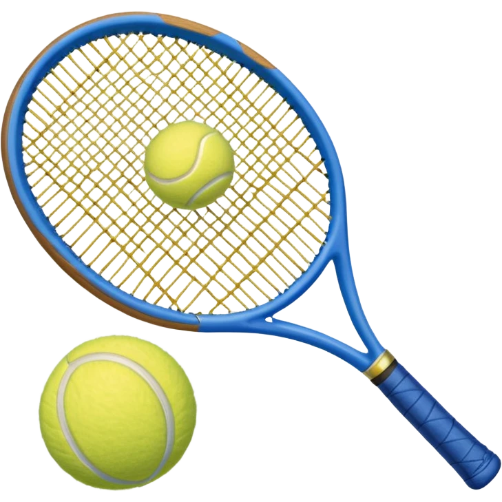 A blue tennis racket with a tennis ball next to it emoji