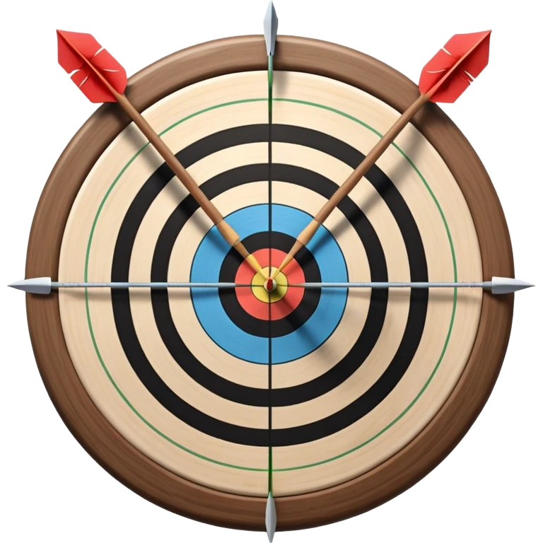 A bow with arrows drawn and ready, aimed at a target with concentric rings. The focus is on the elegance and precision of archery, with the target clearly visible in the background, symbolizing skill and concentration in the sport. emoji