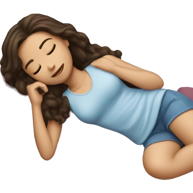 Brunette girl laying with her phone  emoji