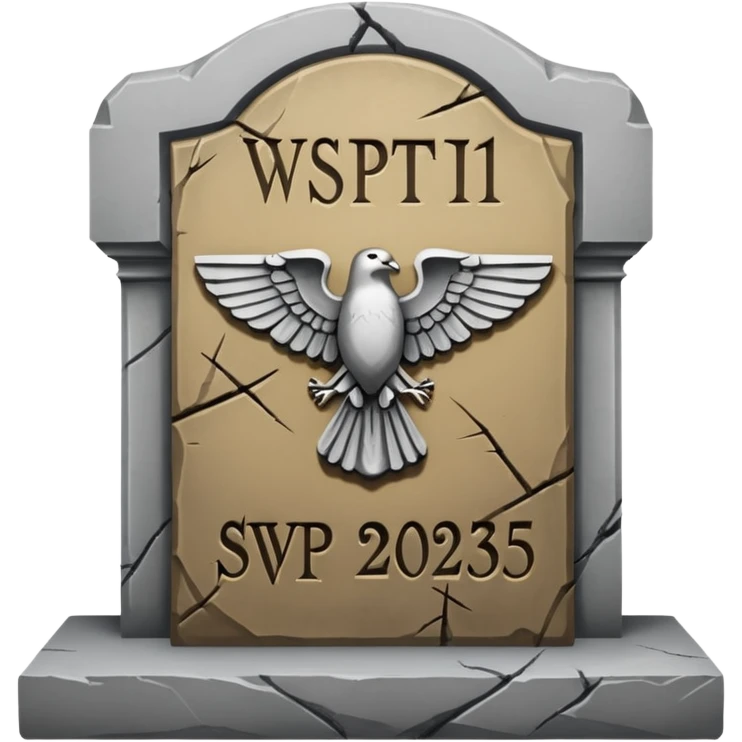 A gravestone with the inscription: Here lies the SVP 1971–2025 emoji