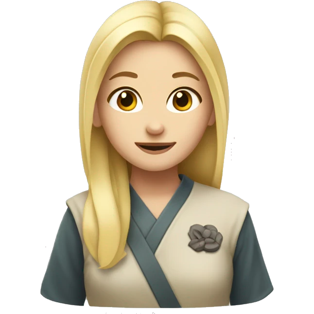 Blonde girl with shi-tsu emoji