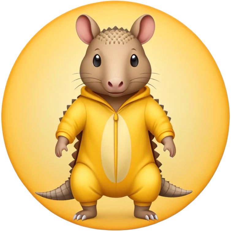 armadillo wearing yellow pajamas inside a circle emoji