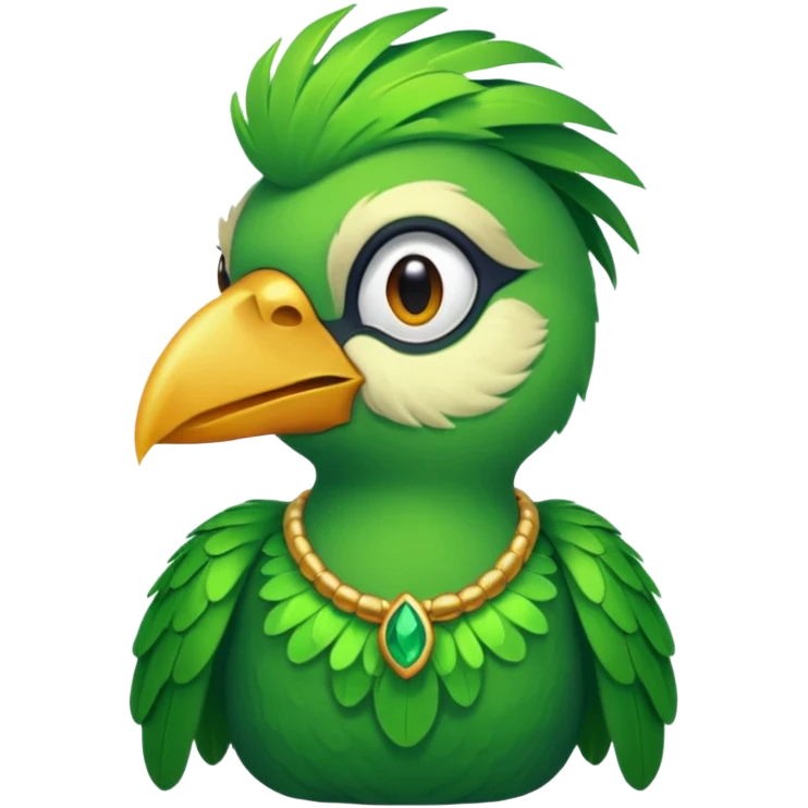 green bird with shirt emoji