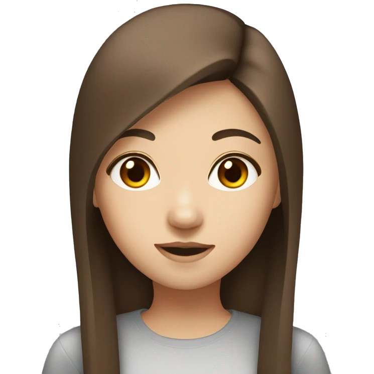 Girl whit straight brown hair and asian eyes emoji