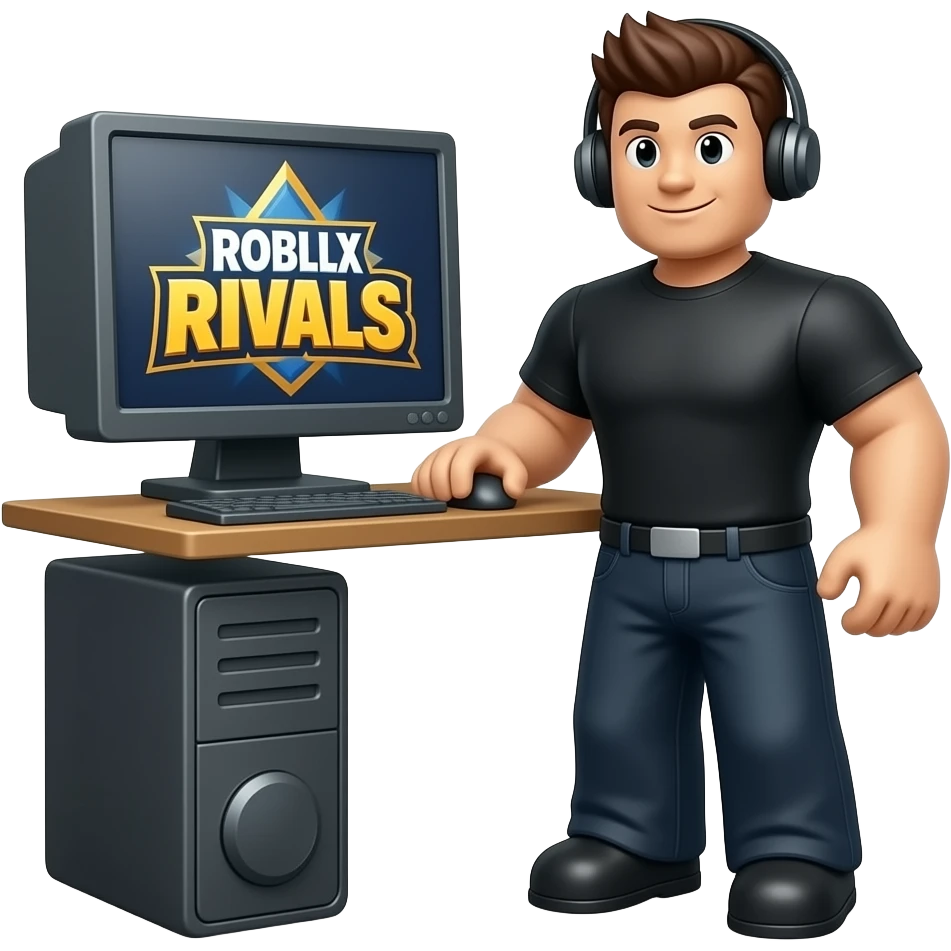 A person playing Roblox rivals on their computer emoji