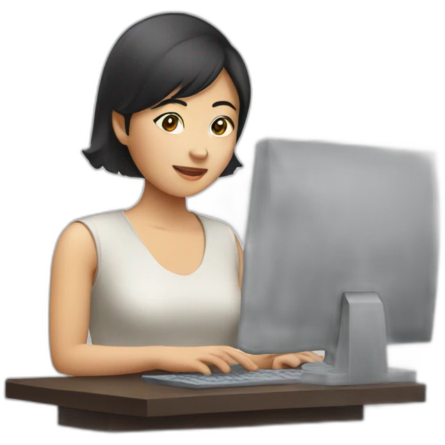 asian woman using computer emoji