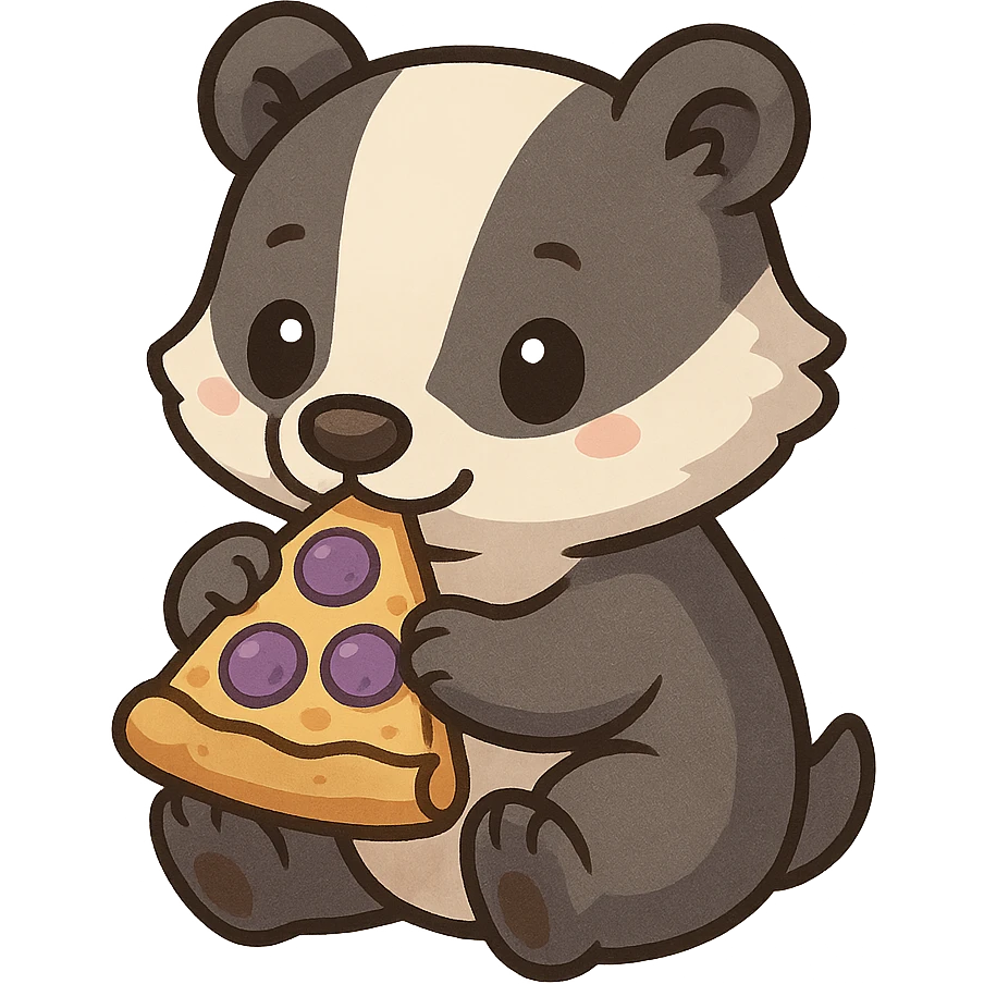 Badger with pizza purple emoji