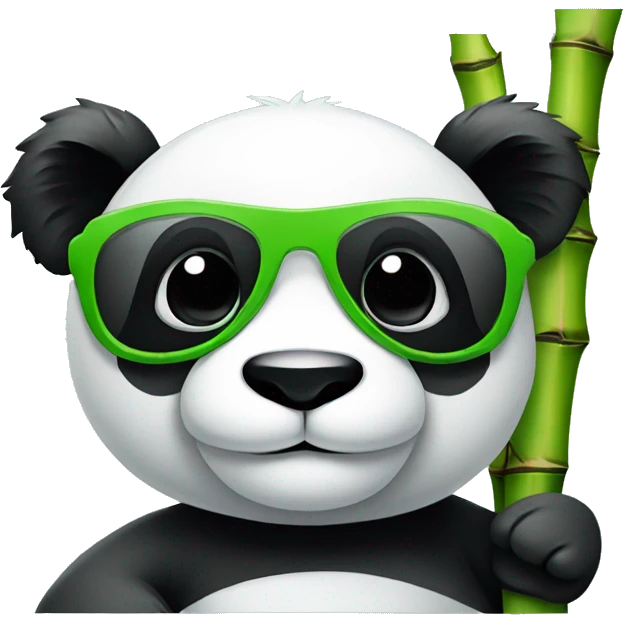 Panda with sunglasses and holding bamboo  emoji