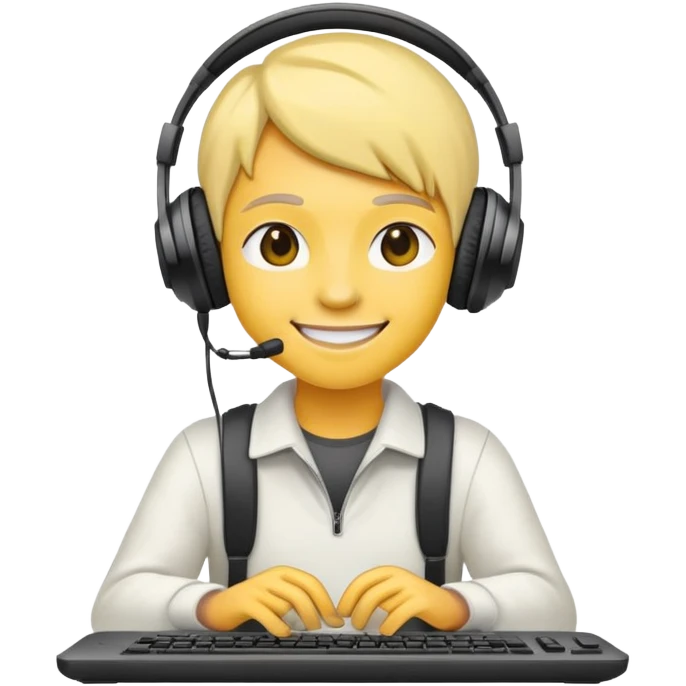 Smiley typing wearing headphones  emoji
