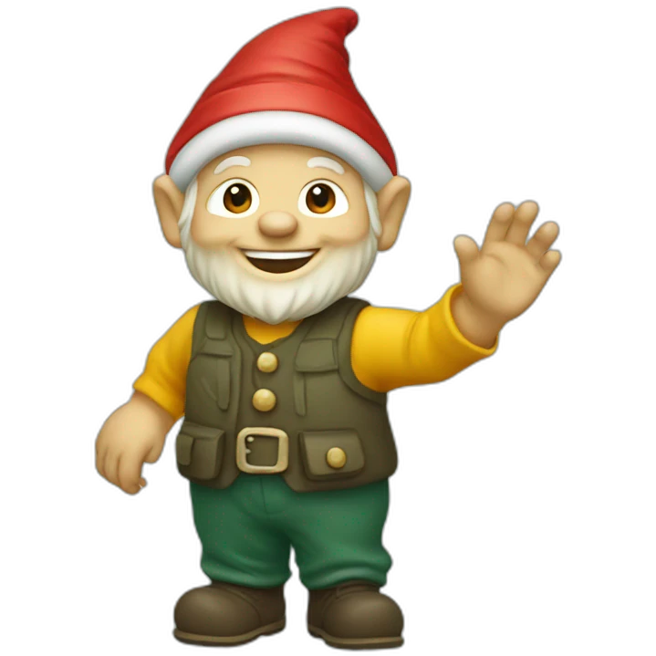 a garden gnome waving emoji