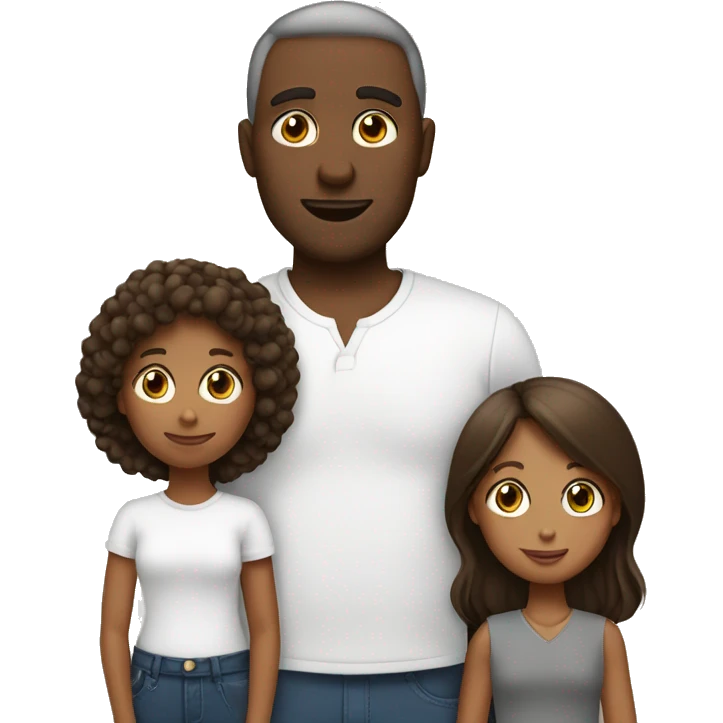 Family of 3- black mum white dad brown girl emoji