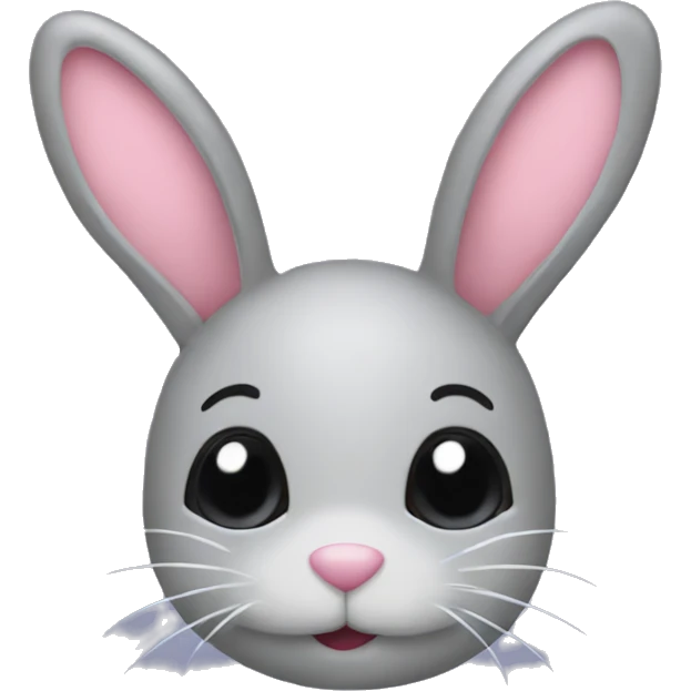 gray bunny emoji with hearts around it emoji