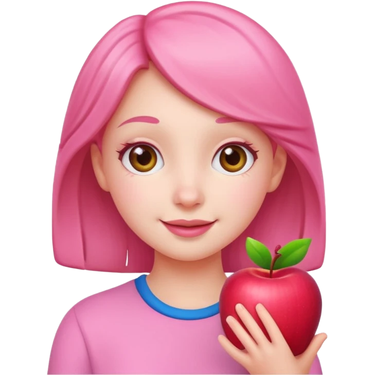 cute pink girl with cheerful pose. apple emoji style emoji