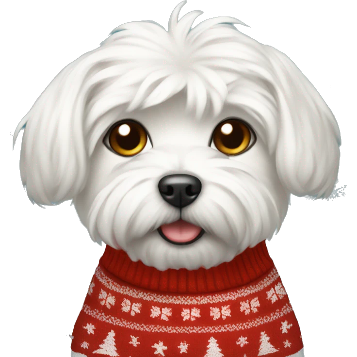 Maltese dog in Christmas sweater  emoji