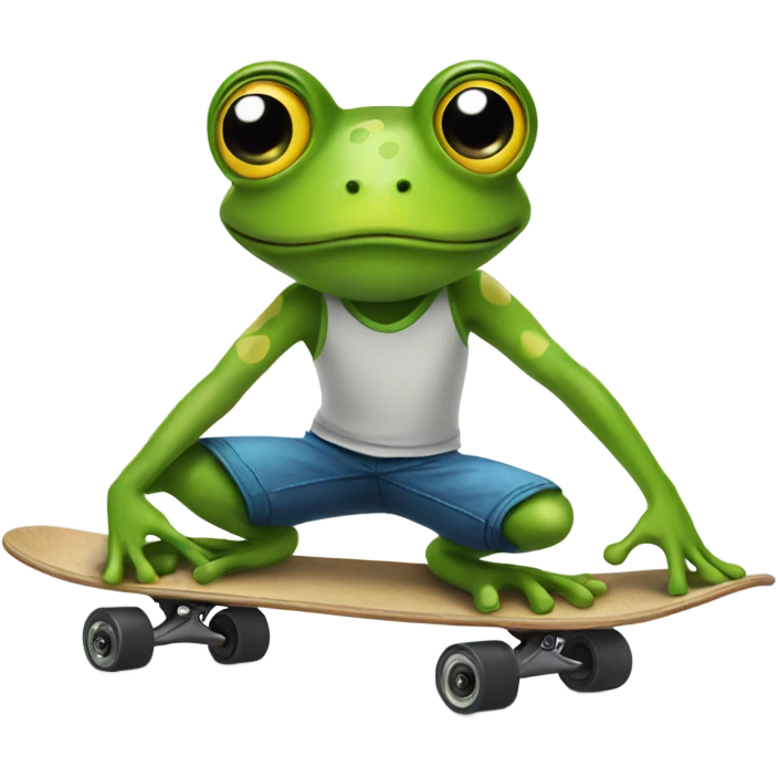 create a frog on a skateboard with a bow  emoji