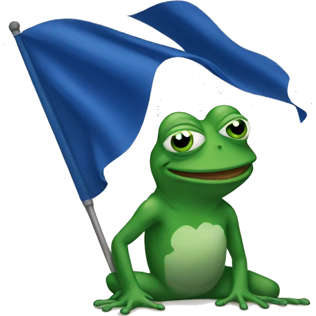 pepe the frog with blue flag emoji
