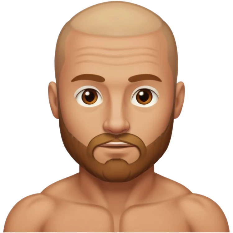 Body of a Muscular Caucasian male with tan skin, shaved head, and a light brown beard. emoji