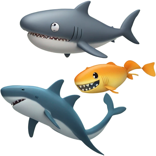 Worm on top of a fish on top of a bigger fish on top of a shark on top of a whale emoji