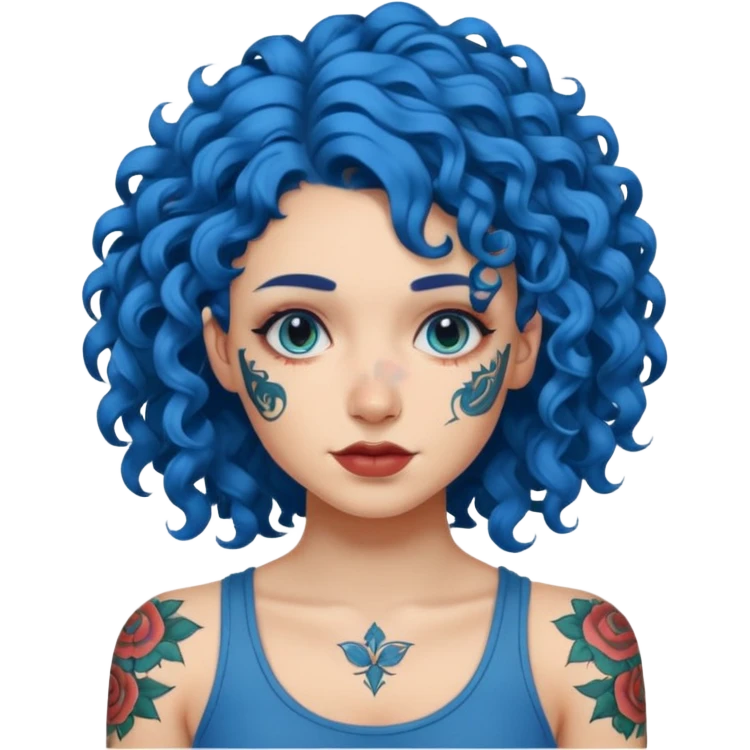 blue hair curly tattooes emoji