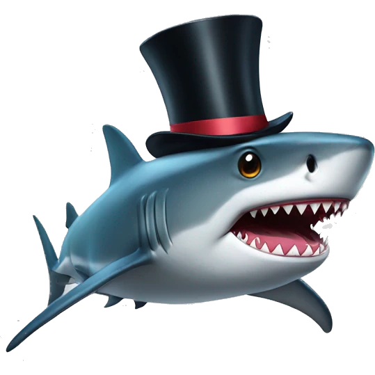 Shark with a top hat emoji