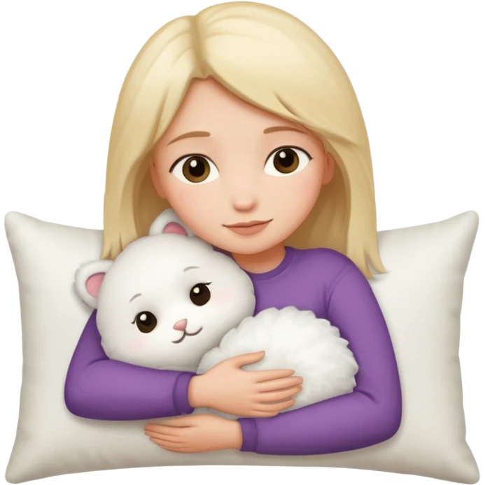 Girl hugging pillow emoji