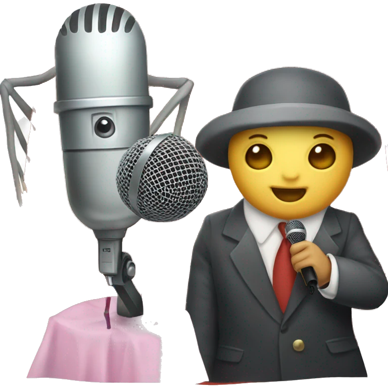 A squid with a microphone and a kitten with a microphone emoji