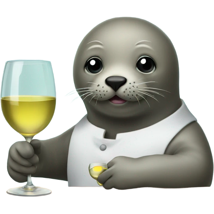 A seal holding a glass of white wine emoji