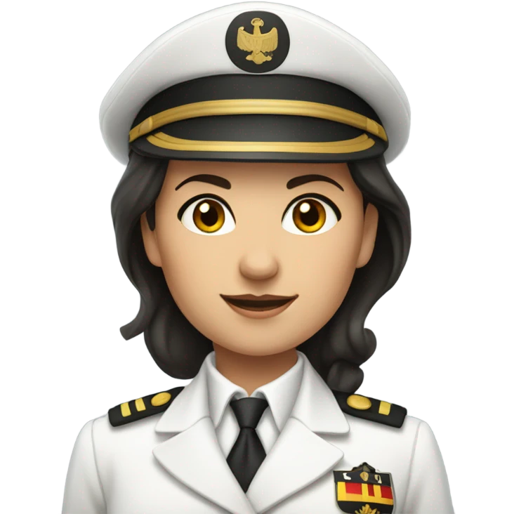 German Ship Captain Woman white Uniform dark hair emoji