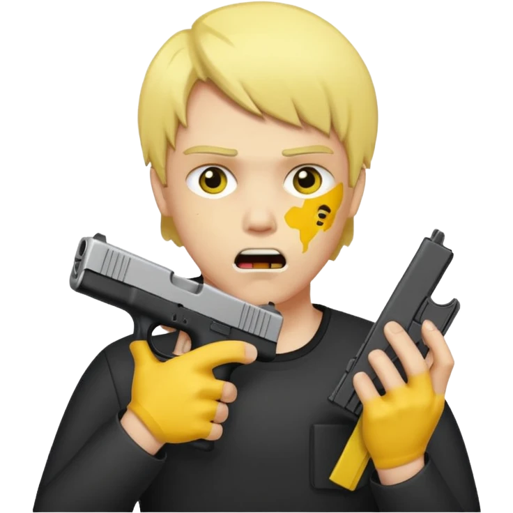 A yellow head that has a Glock in mouth emoji
