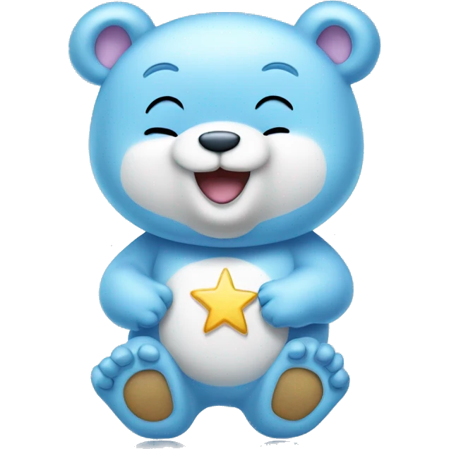 light blue carebear with moon and star on stomach emoji