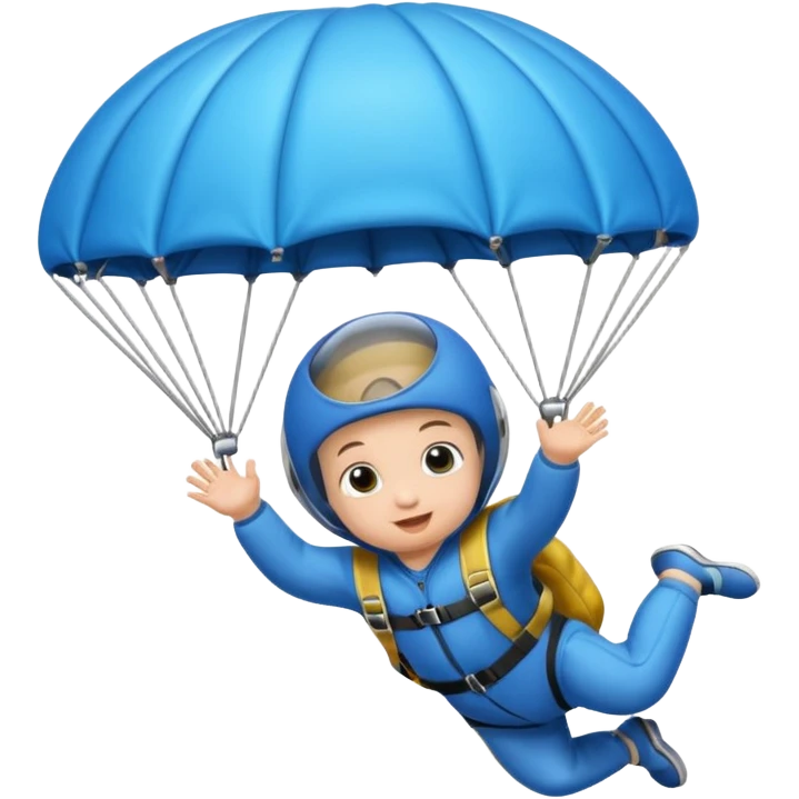Skydiving baby with parachute and UFO blue emoji