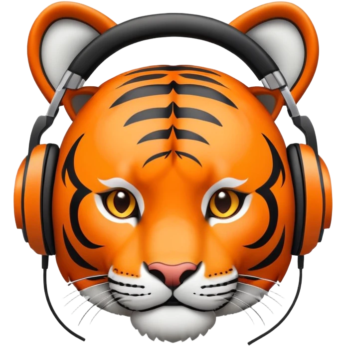minimalist tiger wearing headphones emoji