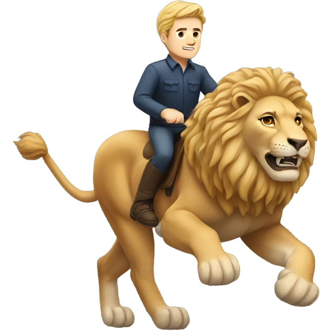 A white man riding a lion  emoji