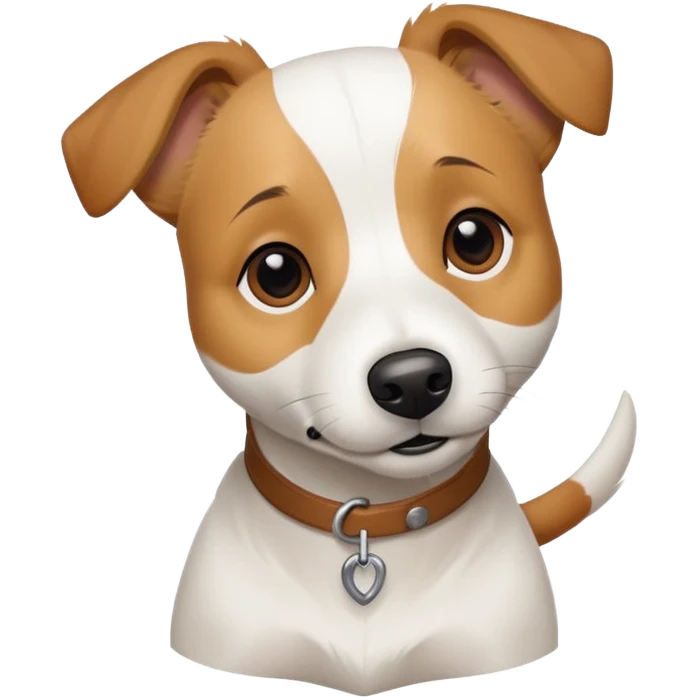 a white jack russell cross with a larger dog emoji