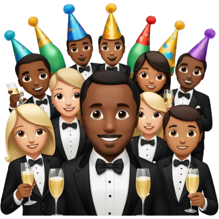 P Diddy surrounded by party guests emoji