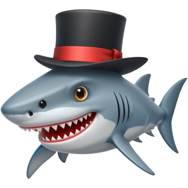 Shark with a top hat emoji