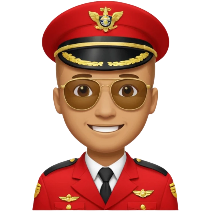 Smiling military man with sunglasses in red uniform emoji