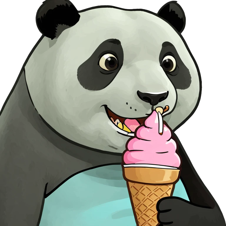 Panda eating ice cream emoji