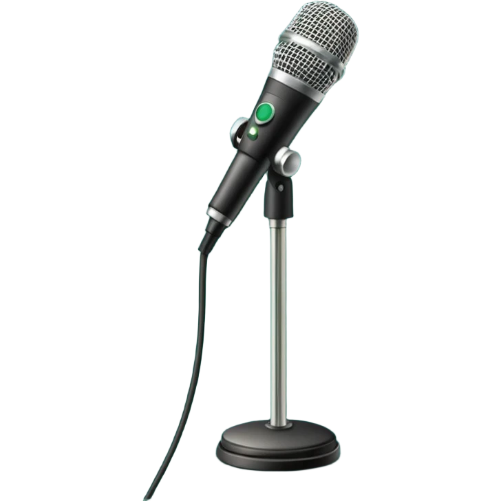 dark green microphone on stand, classic shape, minimalist, no emojis or faces emoji