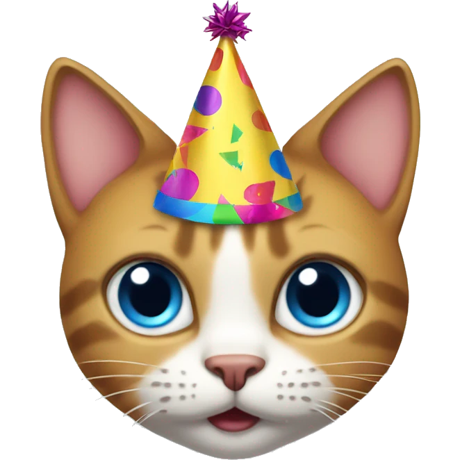 A cat wearing a party hat emoji